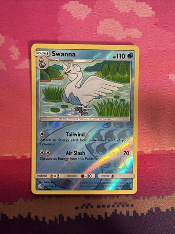 Pokemon Card Swanna Cosmic Eclipse Reverse Holo Rare 60/236 Near Mint