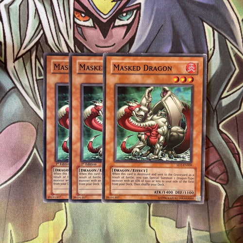 SD1-EN009 x3 Masked Dragon Common Excellent Condition Yugioh