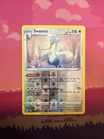 Pokemon Card Swanna Darkness Ablaze Reverse Holo Rare 149/189 Near Mint