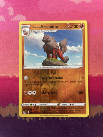 Pokemon Card Hisuan Arcanine Astral RadianceReverse Holo Rare 084/196 Near Mint