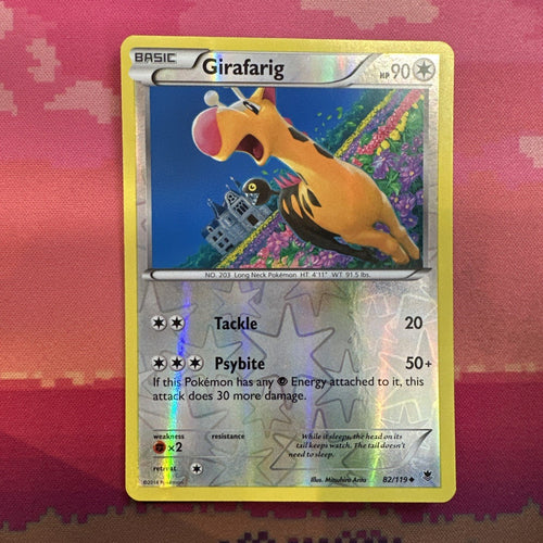 Pokemon Card Girafarig Phantom Forces Reverse Holo 82/119 Near Mint