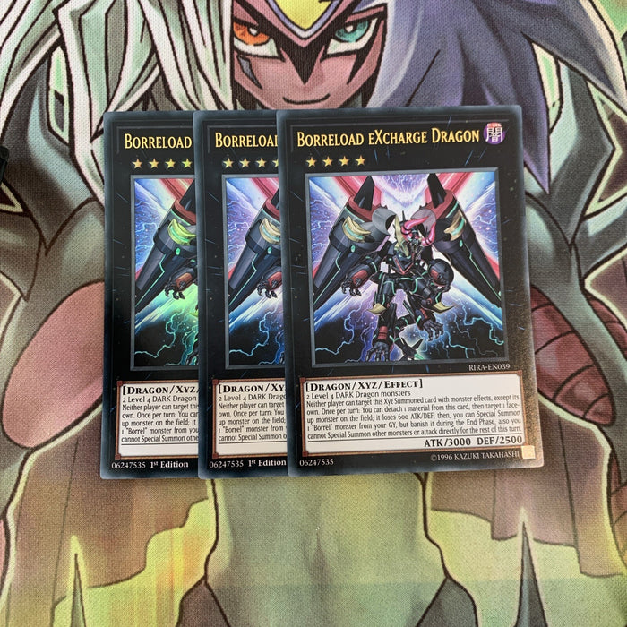 RIRA-EN039 x3 Borreload eXcharge Dragon Ultra Rare Excellent Condition Yugioh