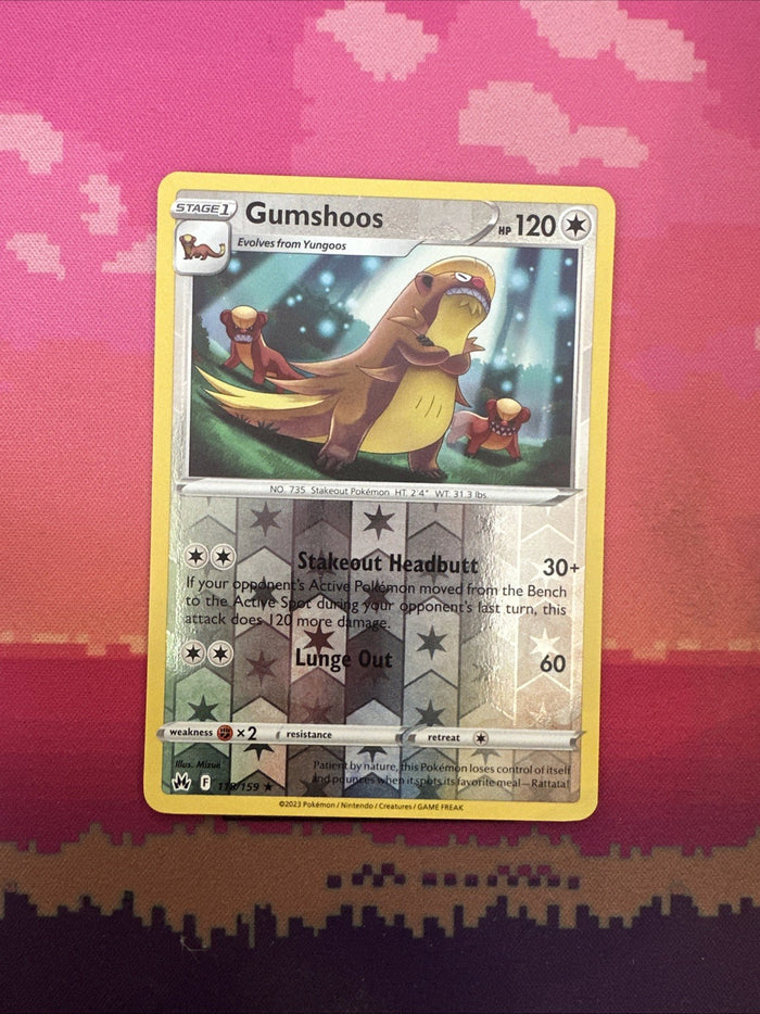 Pokemon Card Gumshoos Crown Zenith Reverse Holo Rare 118/159 Near Mint
