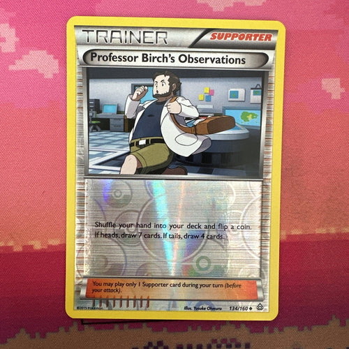 Pokemon Card Professor Birch's Observations Reverse Holo 134/160 Near Mint