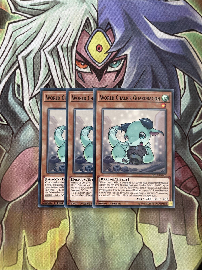 SDRR-EN020 x3 World Chalice Guardragon Common Excellent Condition Yugioh