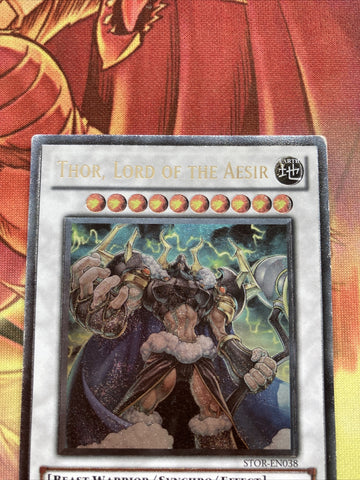 STOR-EN038 Yugioh Thor, Lord Of The Aesir Ultimate Rare NM (back)