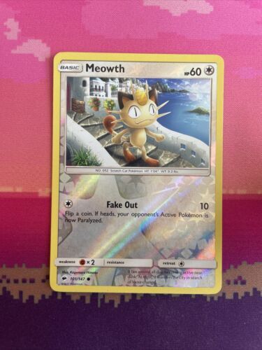 Pokemon Card Meowth Burning Shadows Reverse Holo 101/147 Near Mint