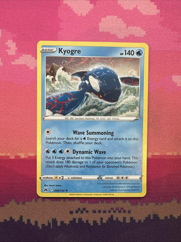Pokemon Card Kyogre Crown Zenith Cosmo Holo Rare 036/159 Near Mint