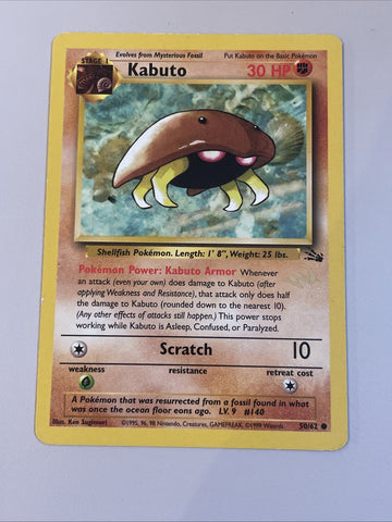 Kabuto Gold W Stamp Stamped Pokemon Card - WOTC Promo - Fossil - 50/62 - MP