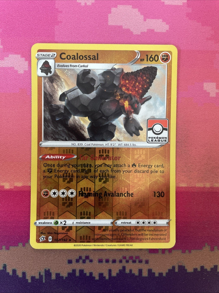Pokemon Card Coalossal Pokemon League Rebel Clash Pokemon League 107/192 NM