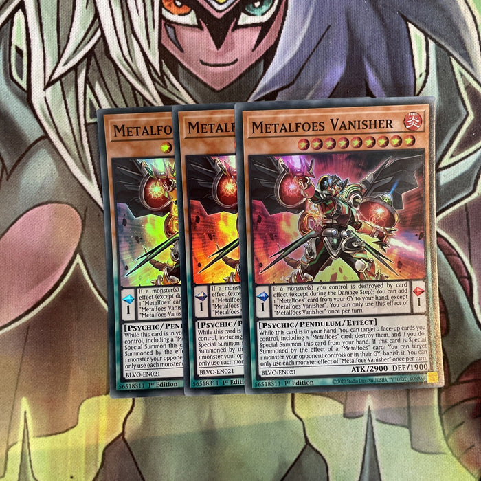 BLVO-EN021 x3 Metalfoes Vanisher Super Rare Excellent Condition Yugioh