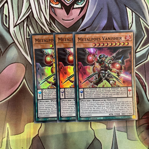 BLVO-EN021 x3 Metalfoes Vanisher Super Rare Excellent Condition Yugioh