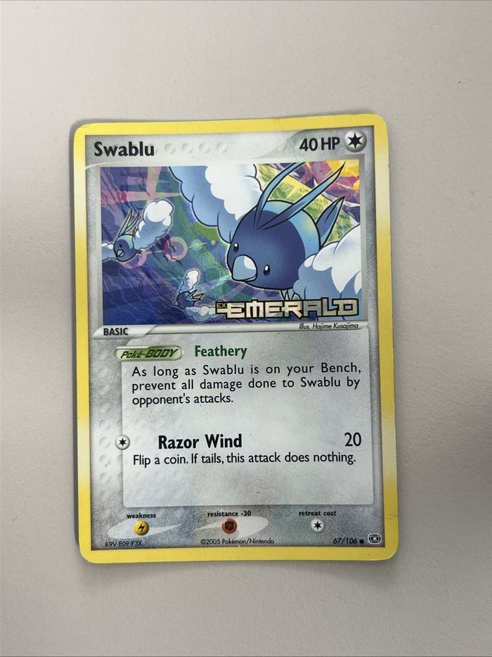 Pokemon Card Swablu EX Emerald Reverse Holo 67/106 Moderately Played
