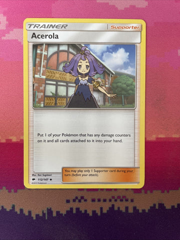 Pokemon Card Acerola Burning Shadows Uncommon 112/147 Near Mint