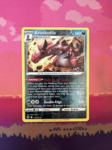 Pokemon Card Krookodile Silver Tempest Reverse Holo Rare 113/195 Near Mint