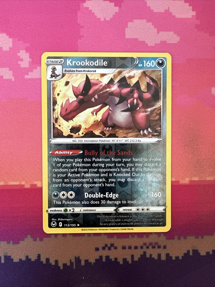 Pokemon Card Krookodile Silver Tempest Reverse Holo Rare 113/195 Near Mint