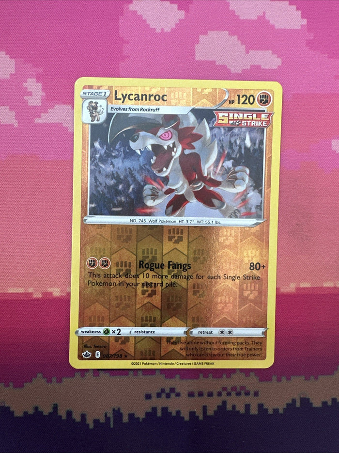 Pokemon Card Lycanroc Chilling Reign Reverse Holo Rare 087/198 NM
