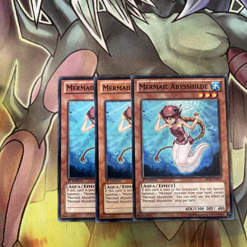 ABYR-EN016 x3 Mermail Abysshilde Common Excellent Condition Yugioh