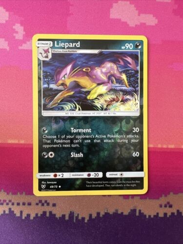 Pokemon Card Liepard Sun & Moon Reverse Holo 49/73 Near Mint