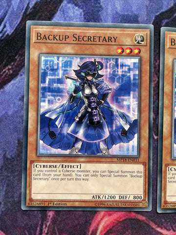 MP18-EN031 x3 Backup Secretary Common 1st Edition Mint Yugioh! Card (back)