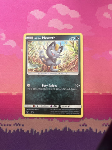 Pokemon Card Alolan Meowth McDonald's 2018 8/12 Holo Near Mint