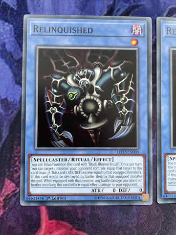 LED2-EN000 x3 Relinquished 1st Edition Mint YuGiOh Card (back)