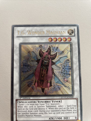 YuGiOh! T.G. Wonder Magician EXVC-EN040 Ultimate Rare 1st Edition NM Card (back)