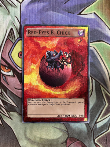 Red-Eyes B. Chick HANDPAINTED Custom Card Full Art NM Yugioh Card