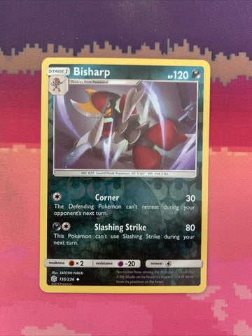 Pokemon Card Bisharp Cosmic Eclipse Reverse Holo 135/236 Near Mint