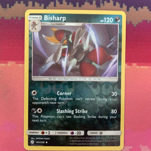 Pokemon Card Bisharp Cosmic Eclipse Reverse Holo 135/236 Near Mint