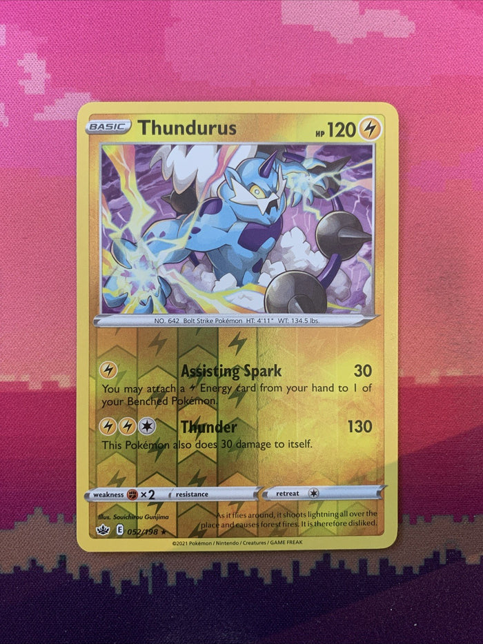 Pokemon Card Thundurus Chilling Reign Reverse Holo Rare 052/198 NM