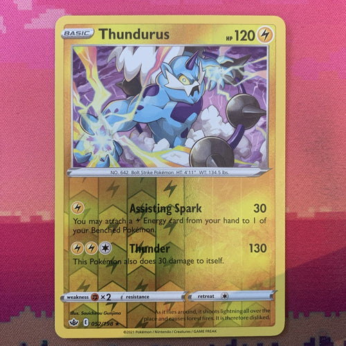 Pokemon Card Thundurus Chilling Reign Reverse Holo Rare 052/198 NM