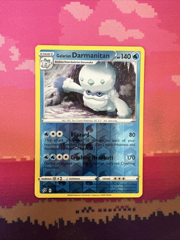 Pokemon Card Galarian Darmanitan Rebel Clash Reverse Holo Rare 048/192 NM
