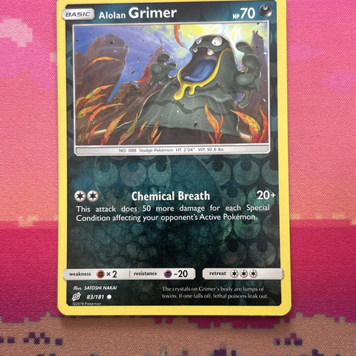 Pokemon Card Alolan Grimer Team Up Reverse Holo 83/181 Near Mint