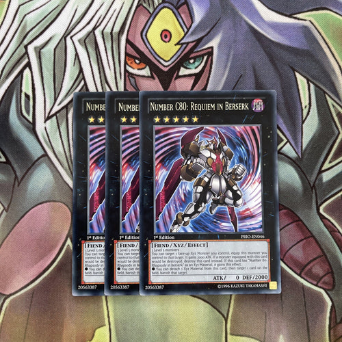 PRIO-EN046 x3 Number C80: Requiem in Berserk Rare Excellent Condition Yugioh