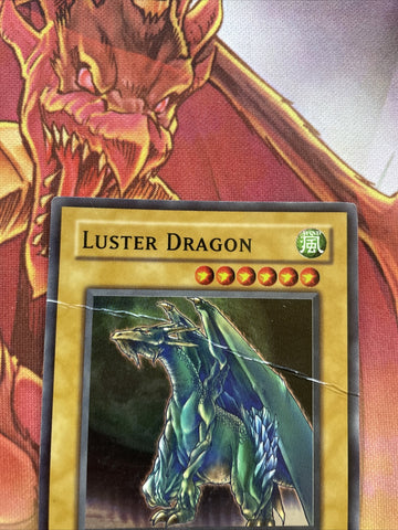LOD 050 Yugioh - Luster Dragon - UNL Super Rare - heavy play (back)