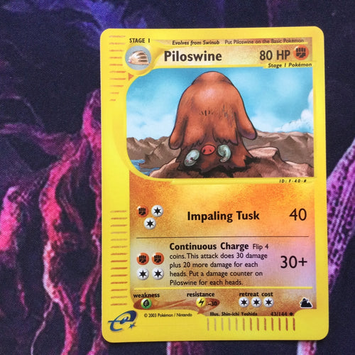 Pokemon Card Piloswine Skyridge Reverse Holo Uncommon 43/144 Near Mint