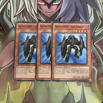 LCGX-EN130 x3 Destiny HERO - Fear Monger Common Excellent Condition Yugioh