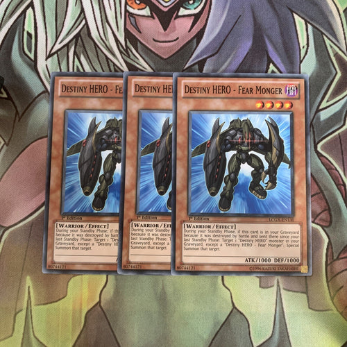 LCGX-EN130 x3 Destiny HERO - Fear Monger Common Excellent Condition Yugioh