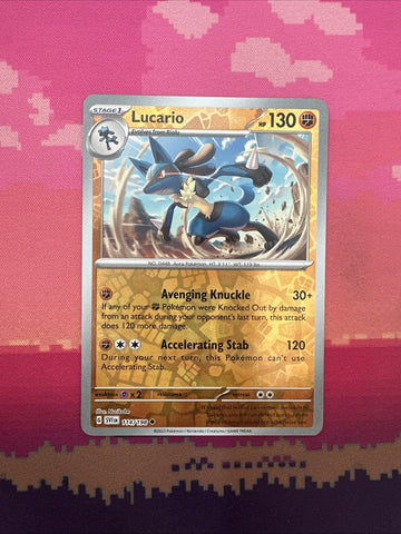 Pokemon Card Lucario Scarlet & Violet Base Set Reverse Holo 114/198 Near Mint