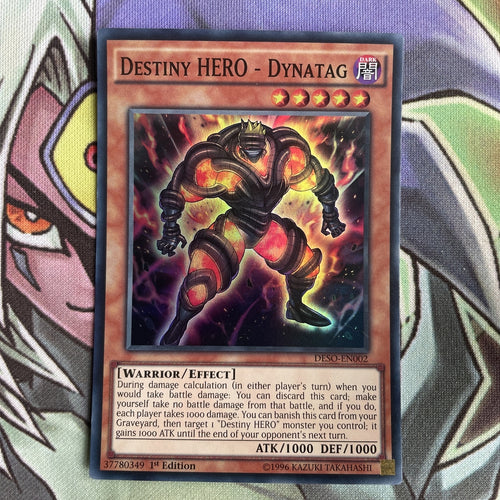 DESO-EN002 Destiny Hero - Dynatag Super Rare 1st Edition Near Mint Yugioh Card