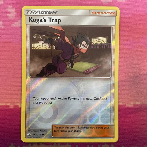 Pokemon Card Koga's Trap Unbroken Bonds Reverse Holo 177/214 Near Mint