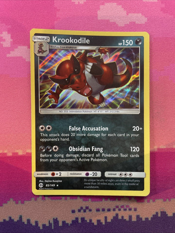 Pokemon Card Krookodile Sun & Moon Holo Rare 85/149 Near Mint