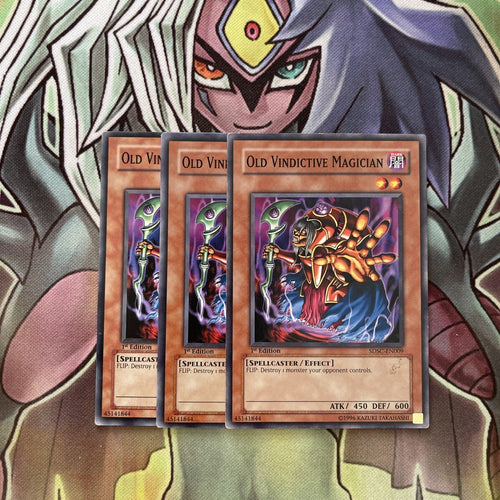 SDSC-EN009 x3 Old Vindictive Magician Common Excellent Condition Yugioh