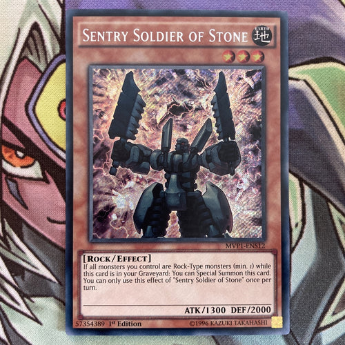 MVP1-ENS12 Sentry Soldier Of Stone Secret Rare 1st Edition NM Yugioh Card