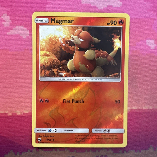 Pokemon Card Magmar Hidden Fates Reverse Holo 10/68 Near Mint