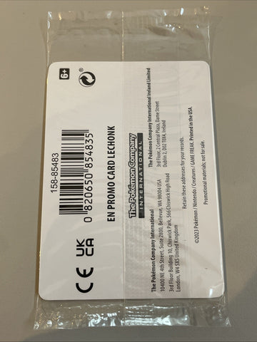 Lechonk - 156/198 - Scarlet & Violet BEST BUY Stamped Promo Sealed - Pokemon NM (back)