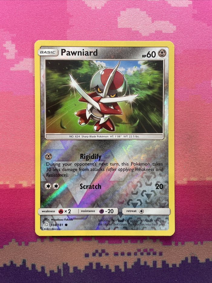 Pokemon Card Pawniard Team Up Reverse Holo 104/181 NM