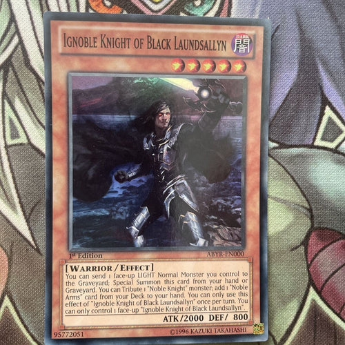 ABYR-EN000 Ignoble Knight OF Black Laundsallyn Super 1st Edition NM Yugioh Card