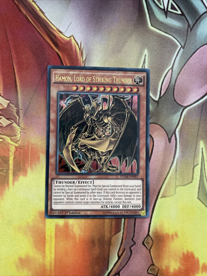 DUSA EN097 Hamon, Lord of Striking Thunder Yugioh 1st Edition Card
